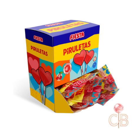 PIRULETA CORAZON CEREZA CAJITA 20 UNIDADES